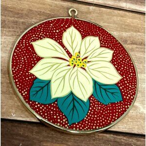 1985 HALLMARK KEEPSAKE ORNAMENT QX380-5 GRANDPARENTS POINSETTIA